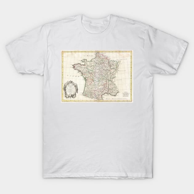 Vintage Map of France (1771) T-Shirt by Bravuramedia